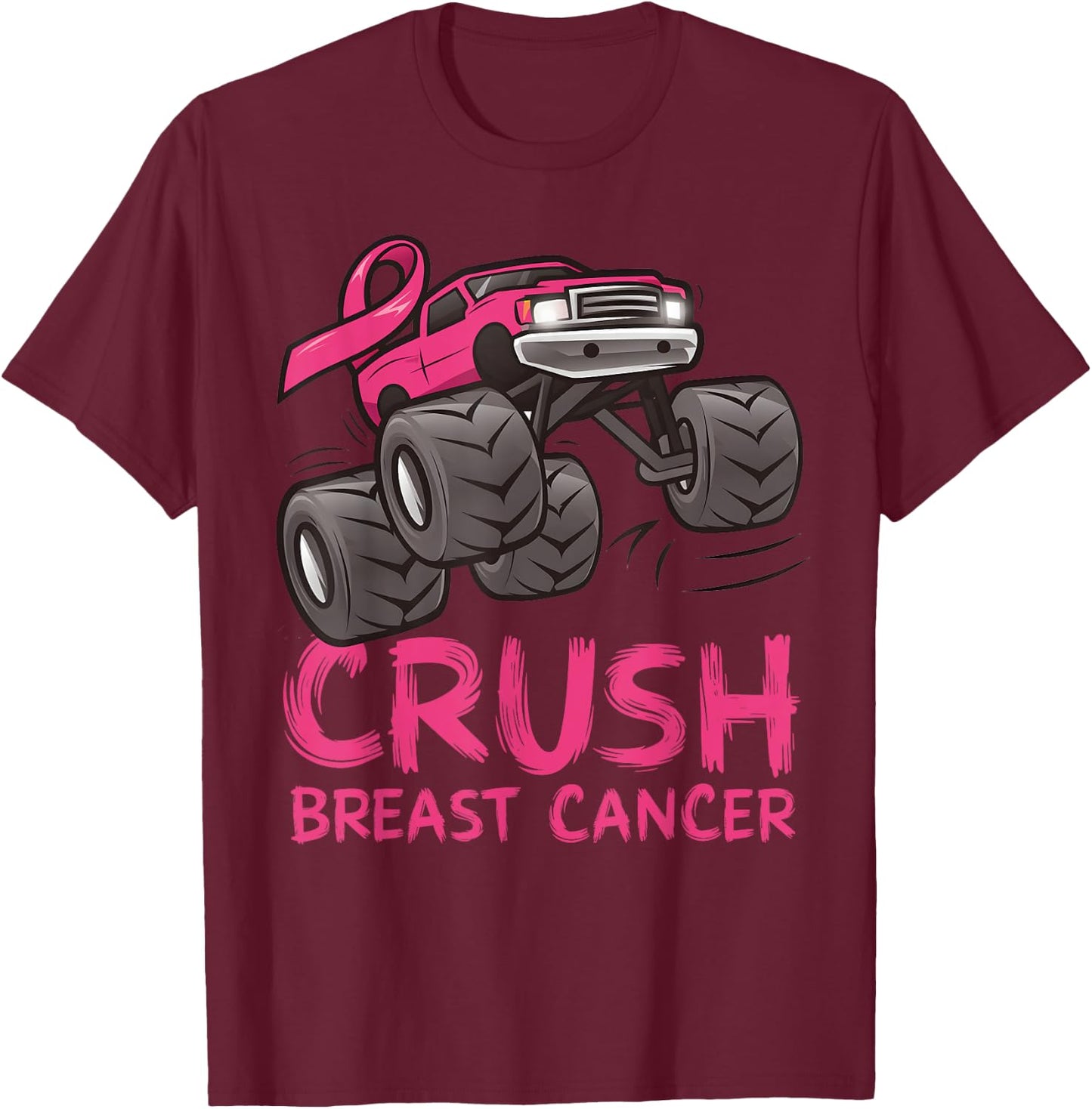 Crush Breast Cancer Pink Ribbon Awareness For Kids T-Shirt - T-Shirt | Maroon