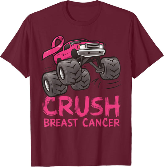 Crush Breast Cancer Pink Ribbon Awareness For Kids T-Shirt - T-Shirt | Maroon