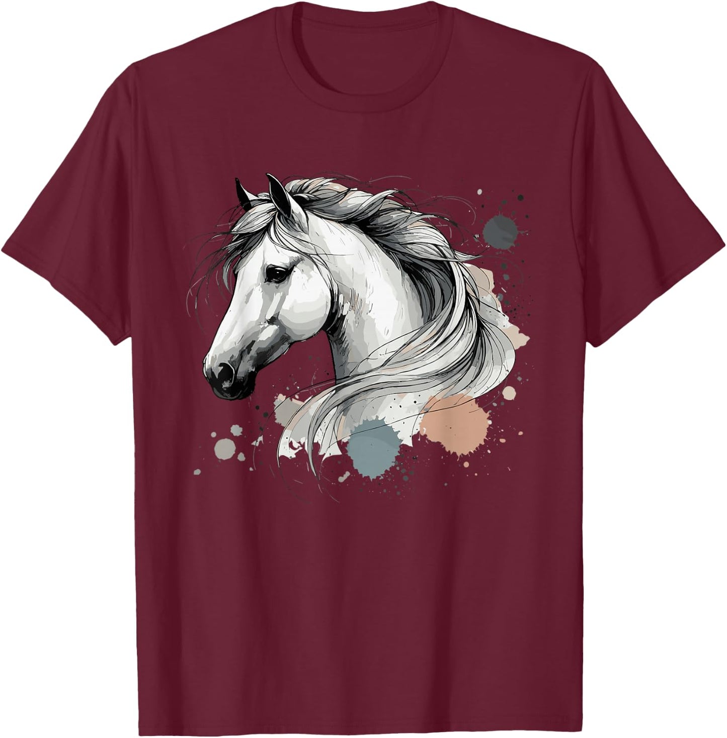 Horse Riding; Horse Portrait; Equestrian & Western Horseback T-Shirt - T-Shirt | Maroon