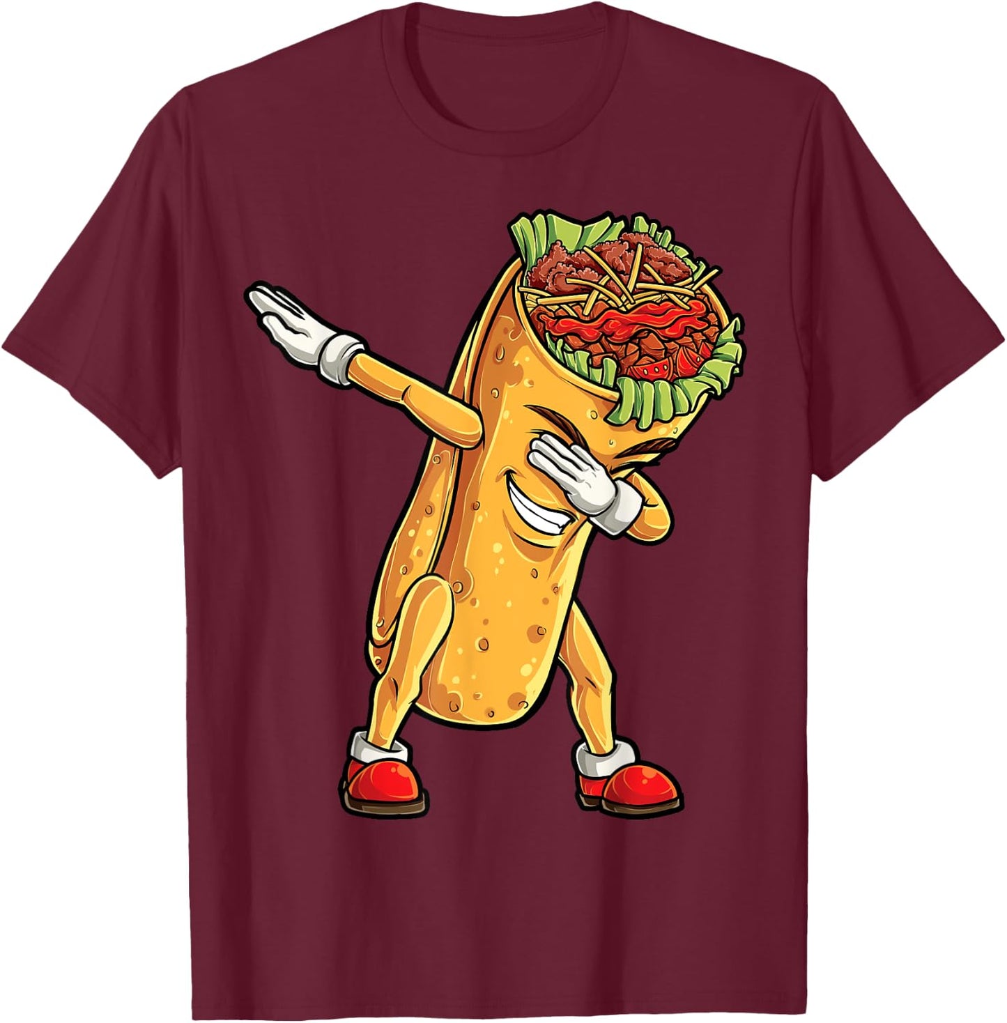 Dabbing Burrito T Shirt Cinco de Mayo Kids Boys Men Women T-Shirt - T-Shirt | Maroon