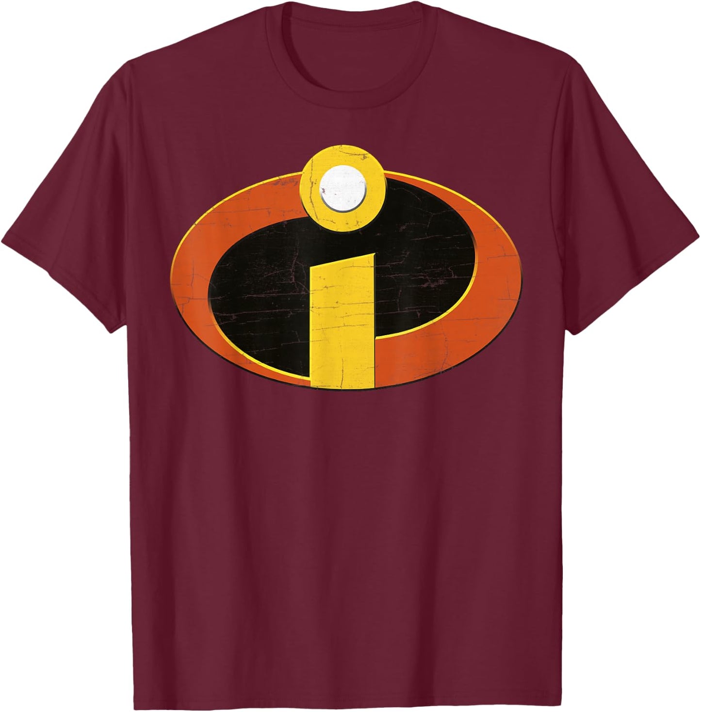 Disney Pixar The Incredibles Distressed Super Emblem T-Shirt - T-Shirt | Maroon