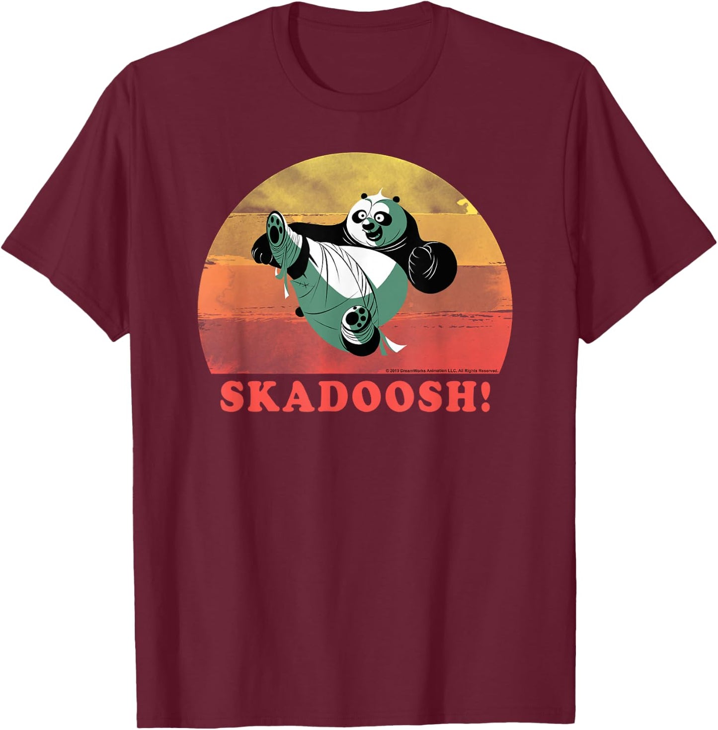 Kung Fu Panda Skadoosh! Retro Circle Portrait T-Shirt - T-Shirt | Maroon