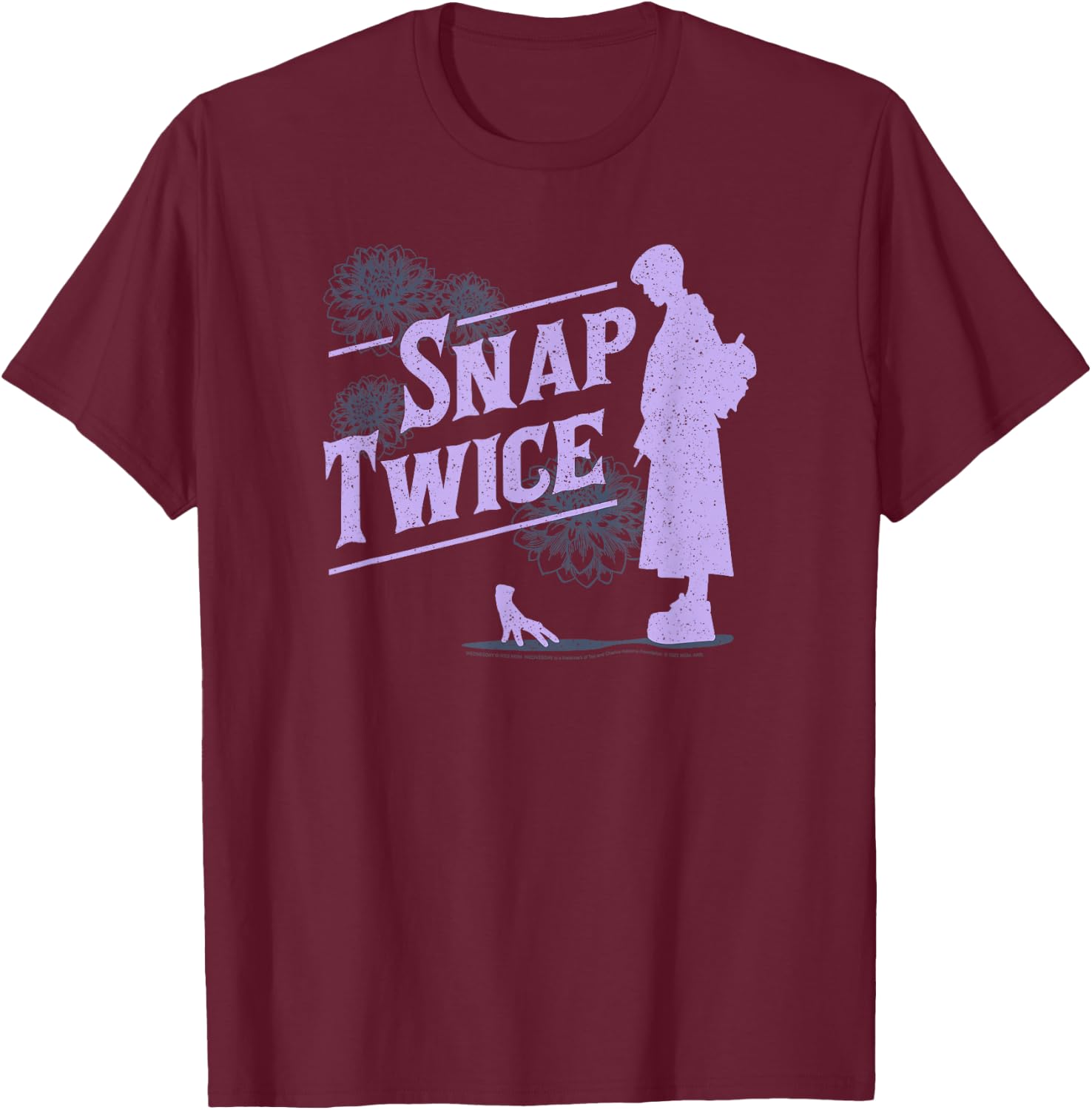 Wednesday Snap Twice Thing & Wednesday Silhouette Logo T-Shirt - T-Shirt | Maroon