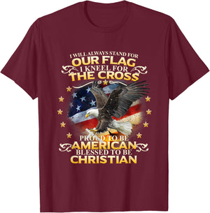 Christian Patriotic American Flag shirt Kids Men T-Shirt - T-Shirt | Maroon