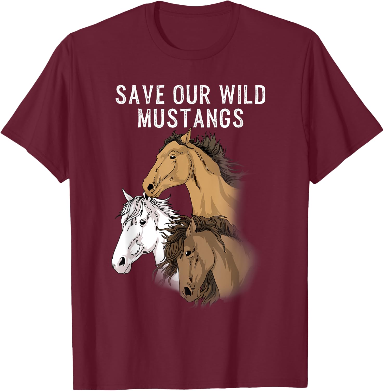 Wild Mustang Gifts Wild Horse Shirt Wildlife Preservation T-Shirt - T-Shirt | Maroon