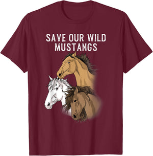 Wild Mustang Gifts Wild Horse Shirt Wildlife Preservation T-Shirt - T-Shirt | Maroon