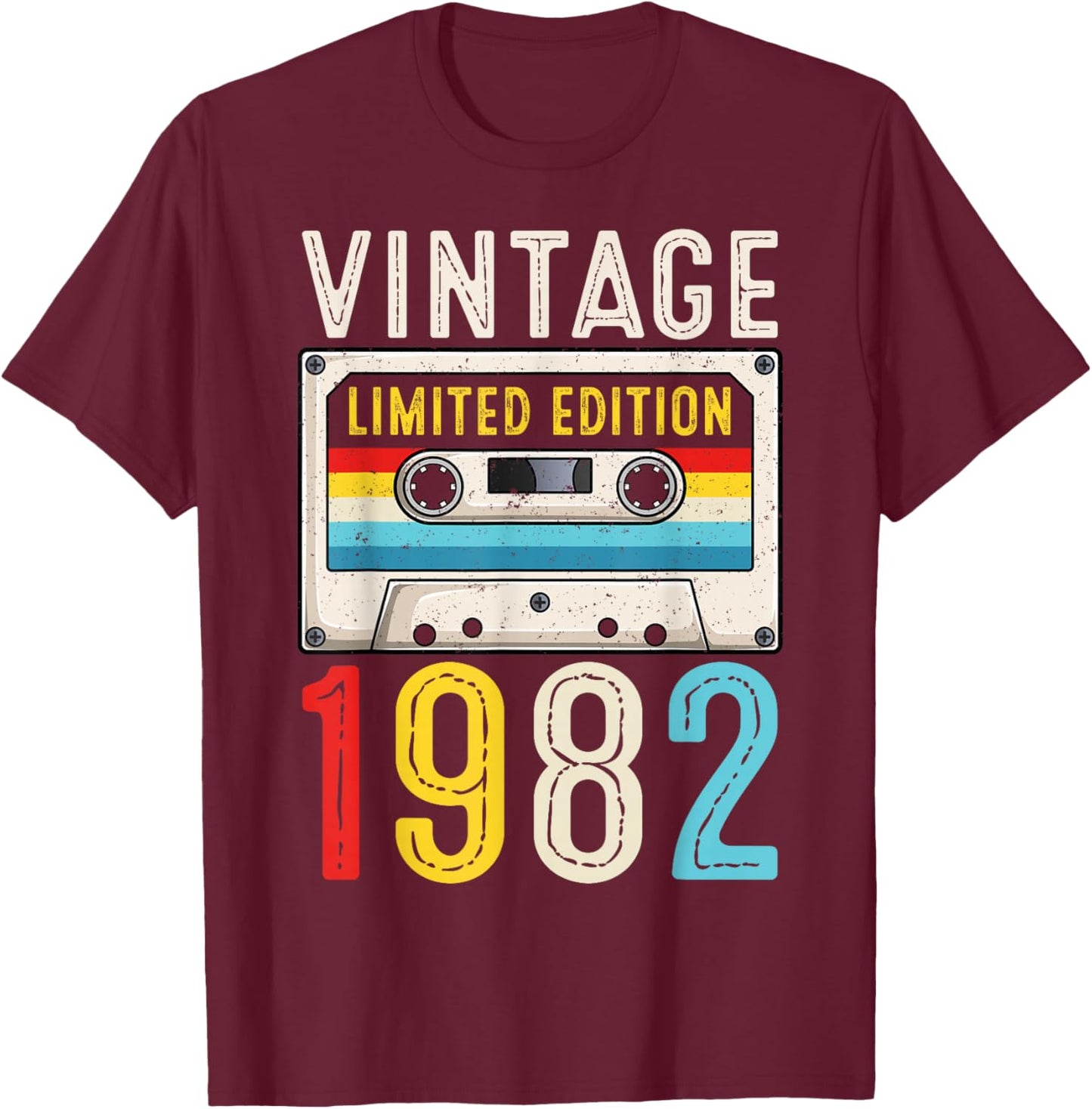 Retro 1982 Birthday Cassette Tape Classic Vintage 1982 T-Shirt - T-Shirt | Maroon