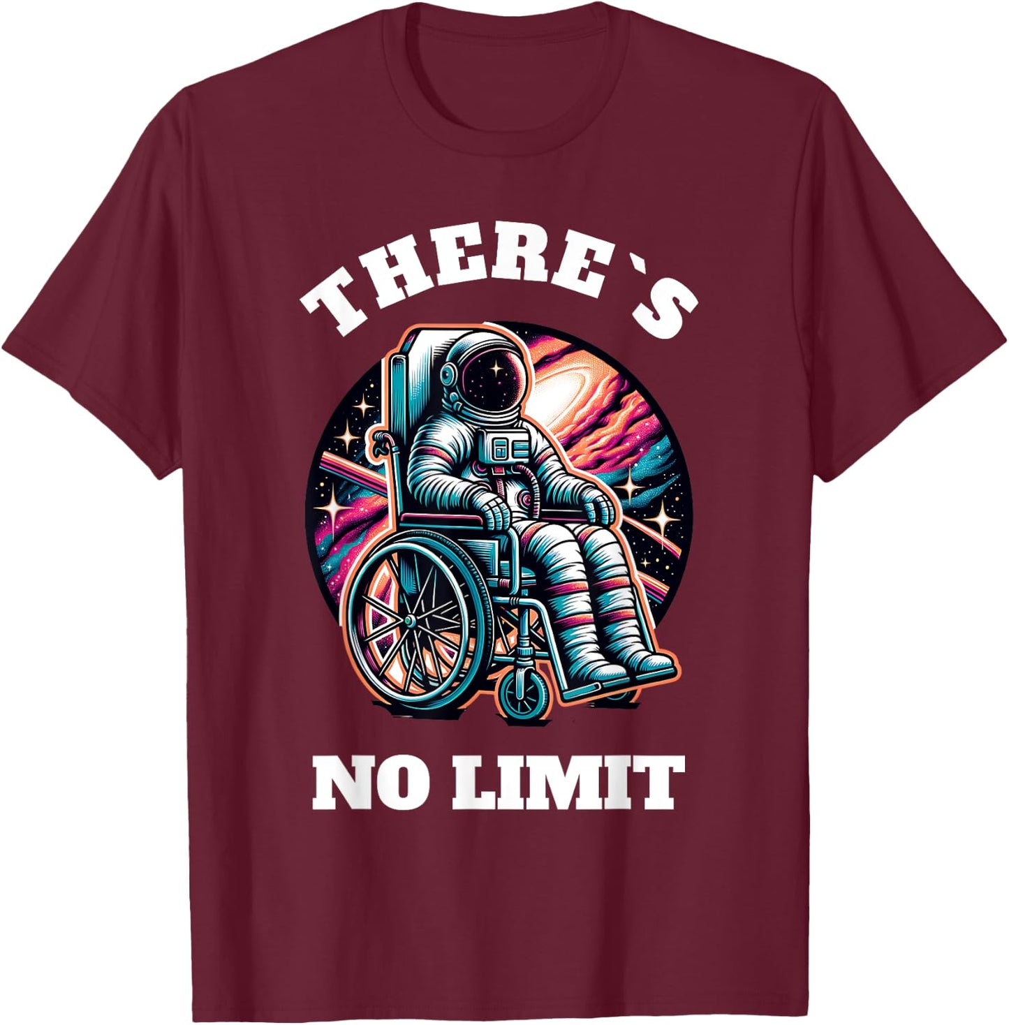Wheelchair Astronaut Motivation Kids with Wheelchair T-Shirt - T-Shirt | Maroon