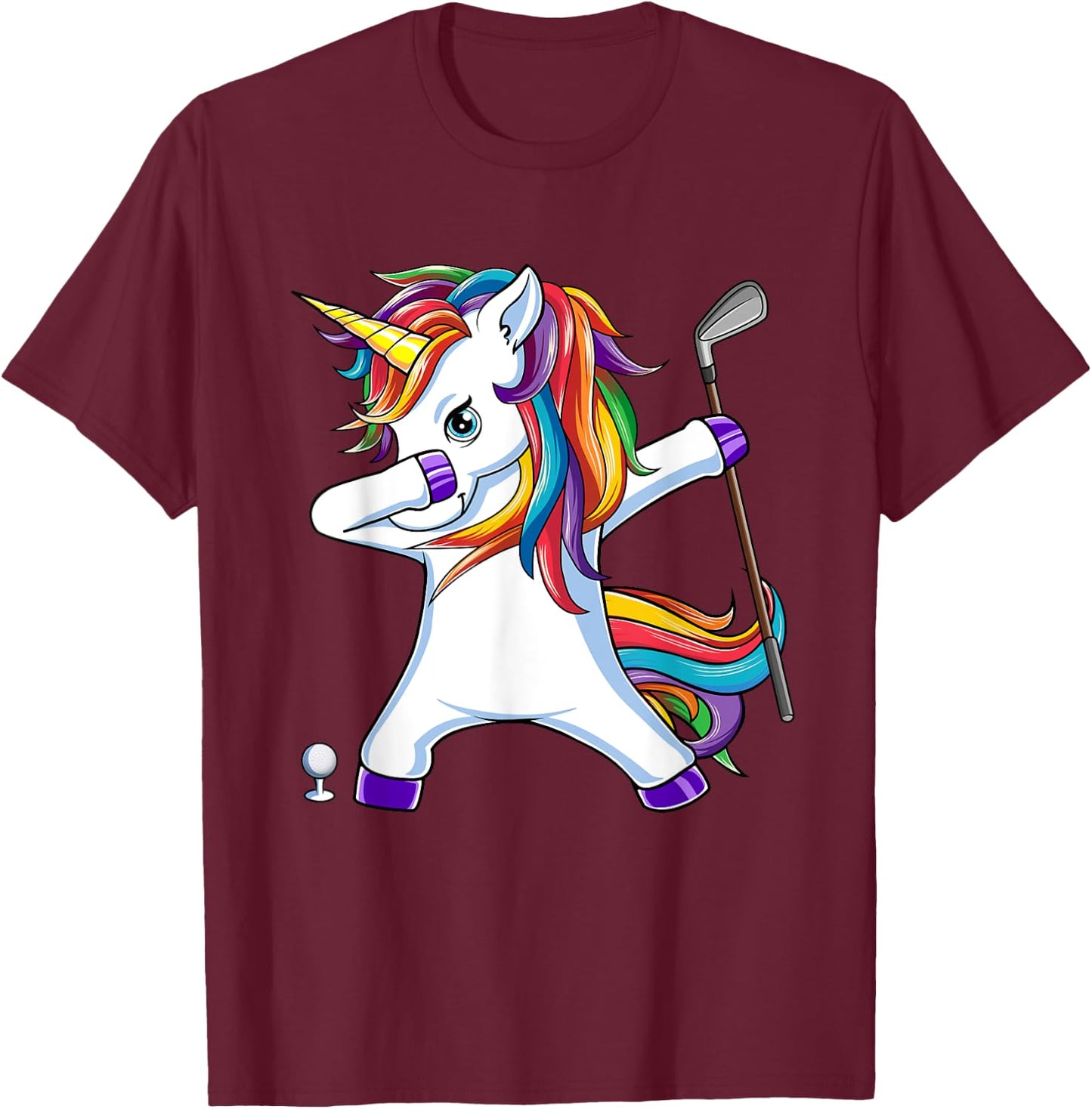 Dabbing Unicorn Golf - Golfing Golfer Girl Gift T-Shirt - T-Shirt | Maroon