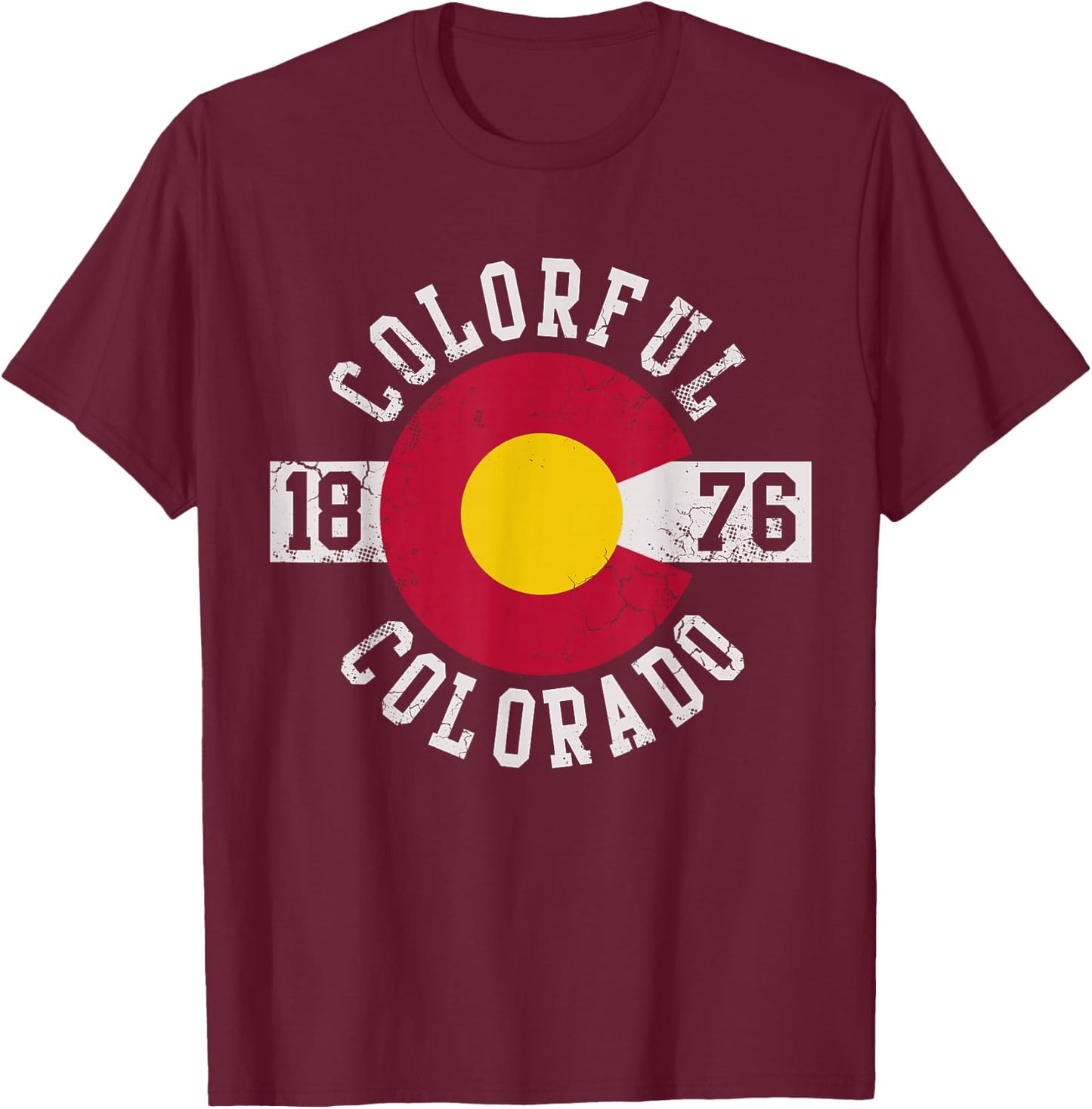 Colorful Colorado Flag T Shirt Gift T-Shirt - T-Shirt | Maroon