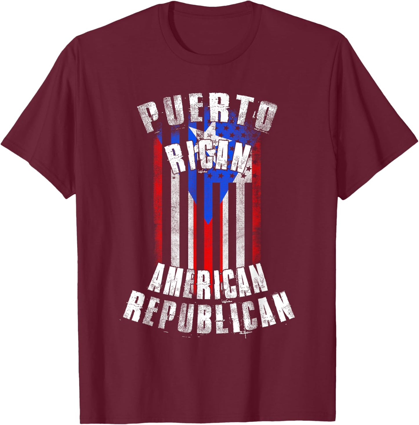 Puerto Rican American Republican - Puerto Rico and USA Flag T-Shirt - T-Shirt | Maroon