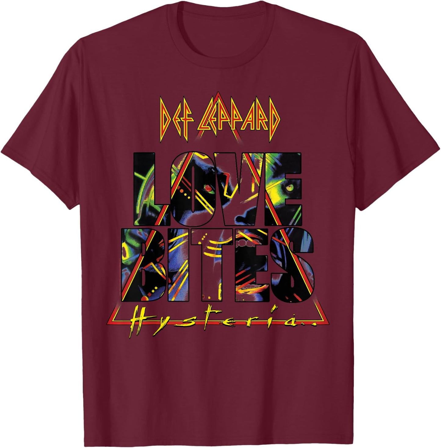 Def Leppard - Love Bites Hysteria T-Shirt - T-Shirt | Maroon