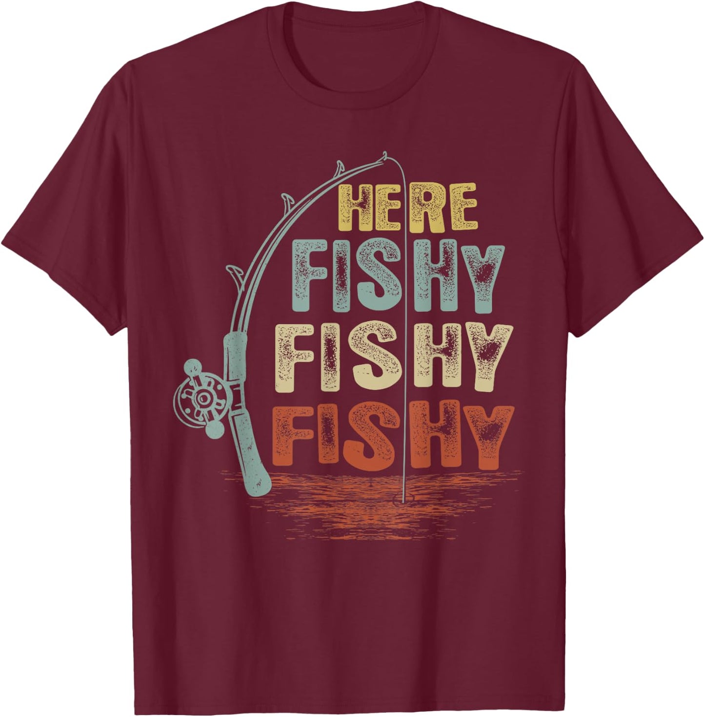 Vintage Here-Fishy Shirt Funny Fishing T-Shirt - T-Shirt | Maroon