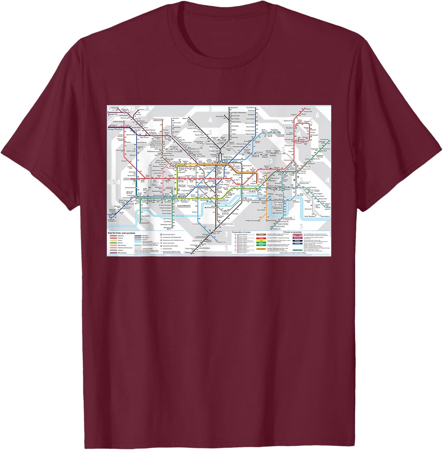 London Underground Map T-Shirt - T-Shirt | Maroon
