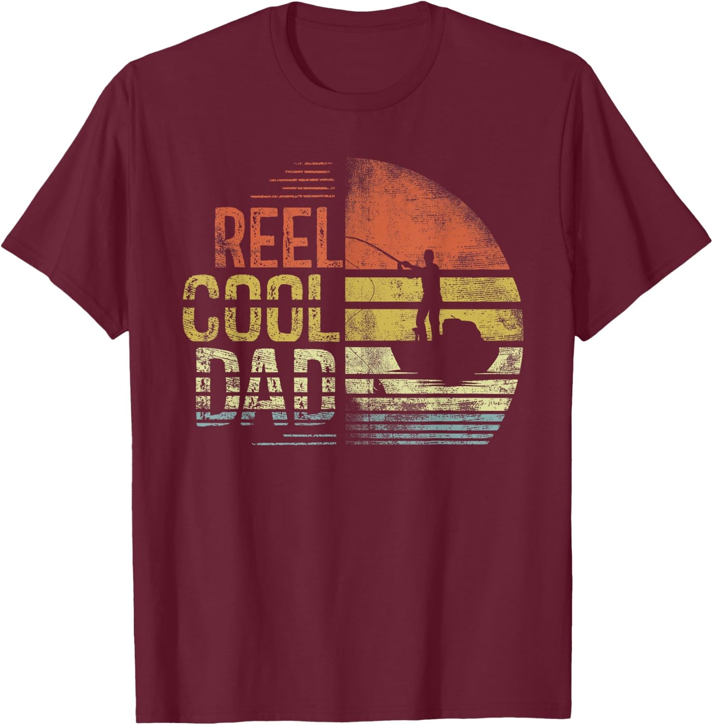 Reel Cool Dad Fisherman Daddy Father's Day Gifts Fishing T-Shirt - T-Shirt | Maroon