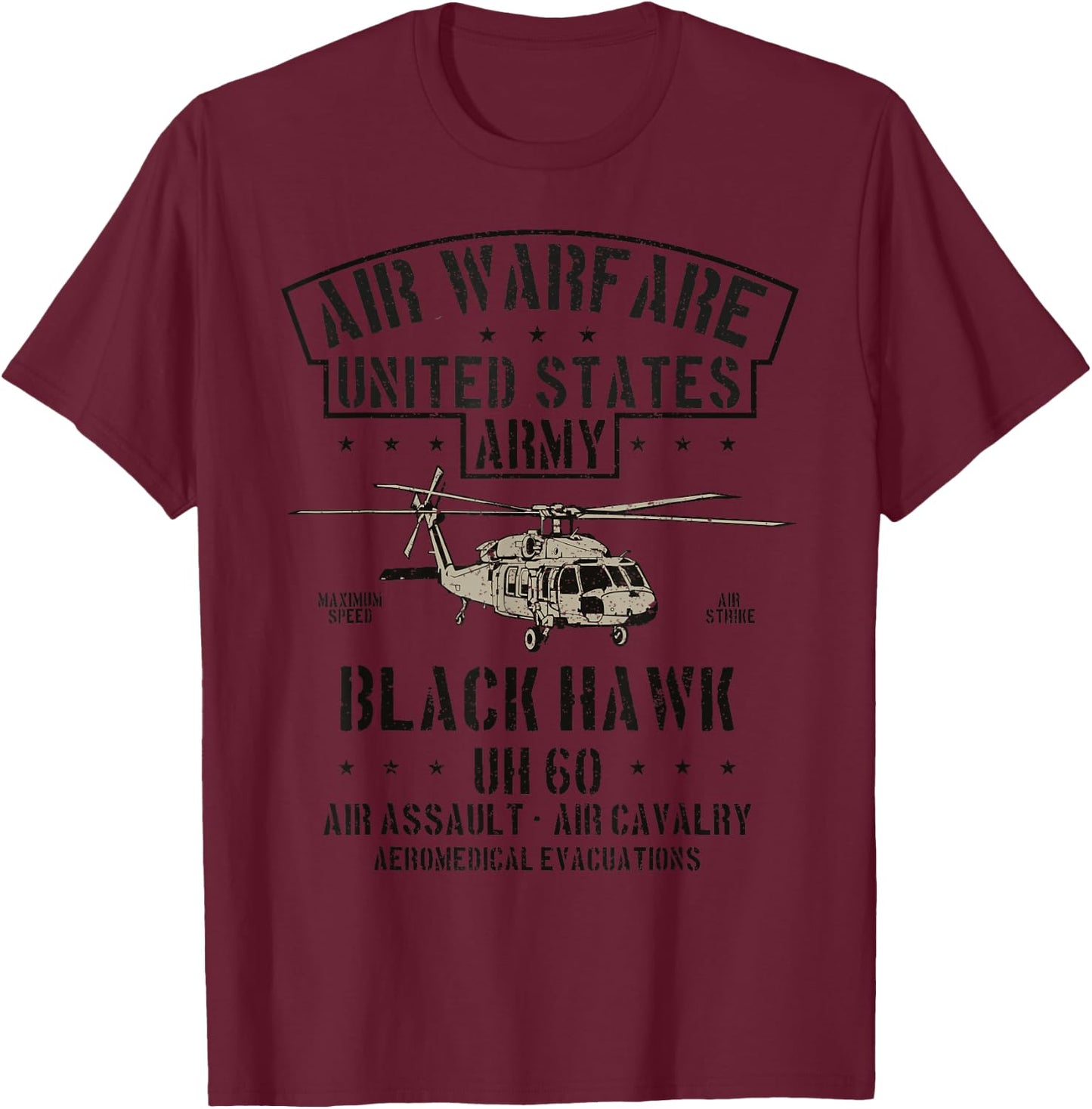 Air Warfare United States Army Black Hawk T Vintage T-Shirt - T-Shirt | Maroon