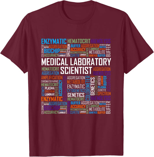 CLS Medical Laboratory Scientist T Shirt Words Gift Week T-Shirt - T-Shirt | Maroon