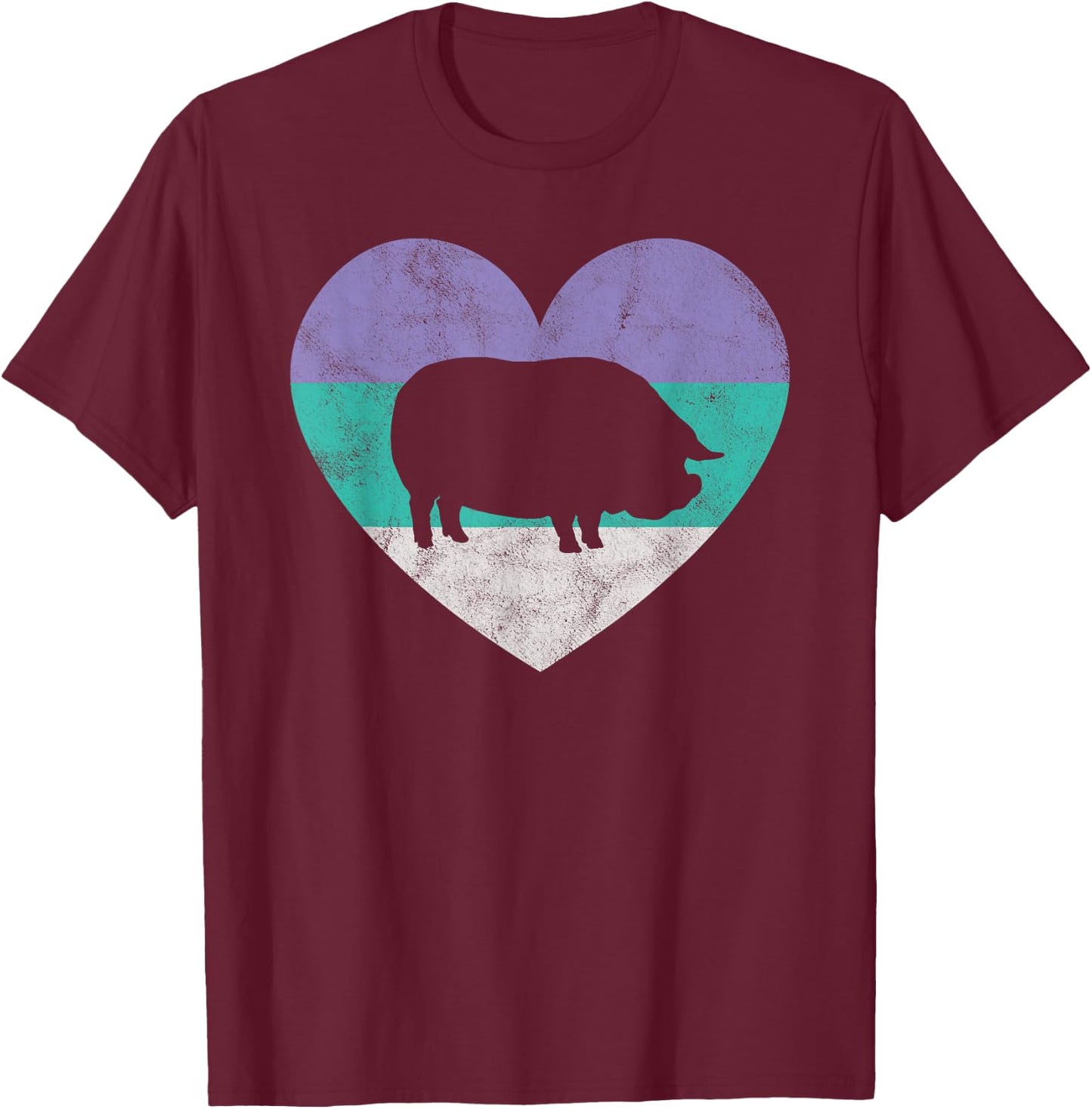 Pot Belly Pig Gift Shirt & Girls Retro Cute T-Shirt - T-Shirt | Maroon
