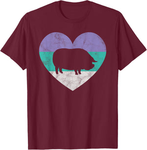 Pot Belly Pig Gift Shirt & Girls Retro Cute T-Shirt - T-Shirt | Maroon
