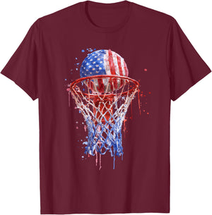 Basketball Splash Graphic Colorful Basketball Player Team T-Shirt - T-Shirt | Maroon