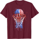 Basketball Splash Graphic Colorful Basketball Player Team T-Shirt - T-Shirt | Maroon