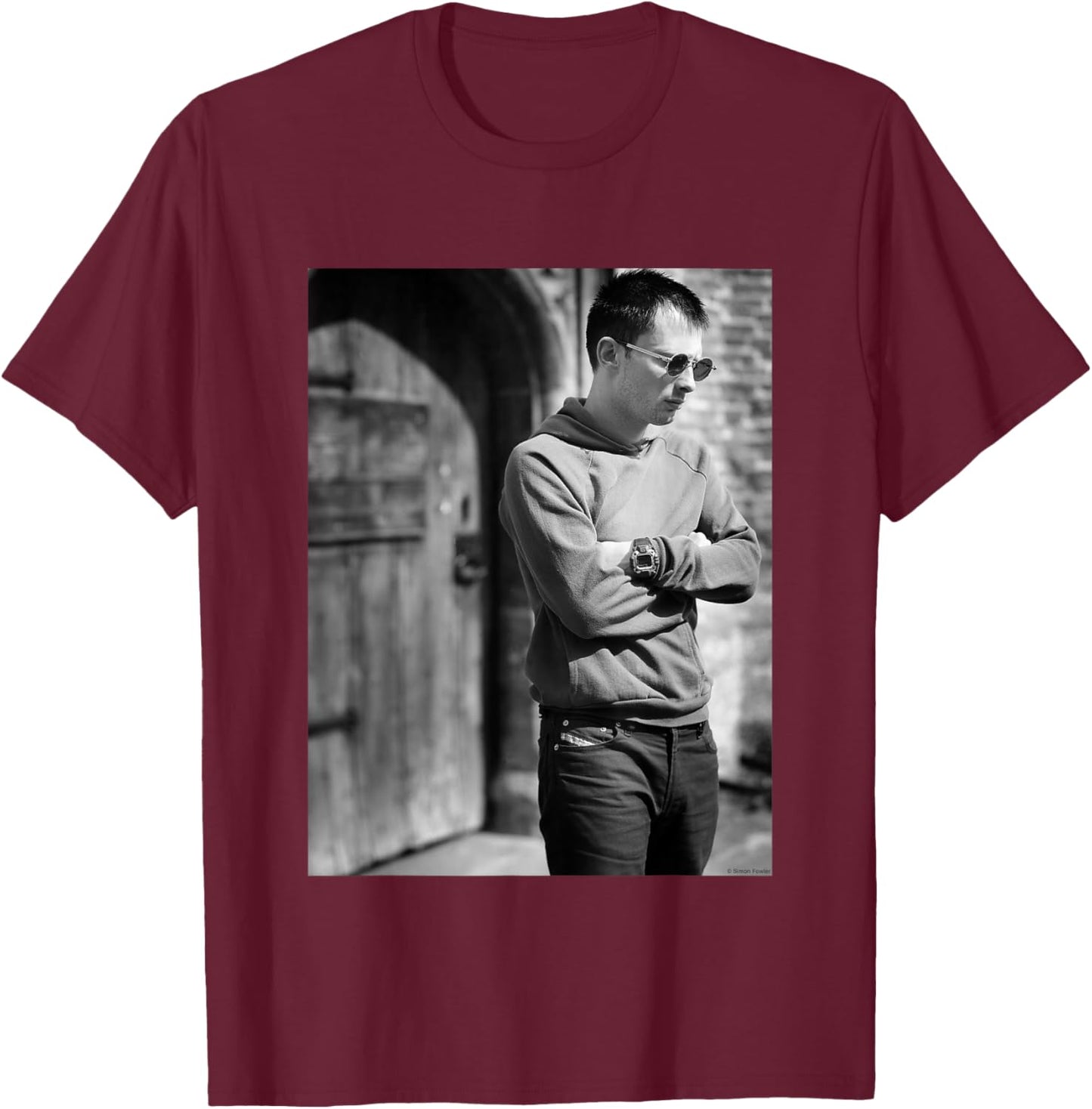 Thom York of Radiohead 1997 by Simon Fowler T-Shirt - T-Shirt | Maroon