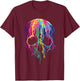 Colorful Melting Skull Art Graphic Halloween T-Shirt - T-Shirt | Maroon