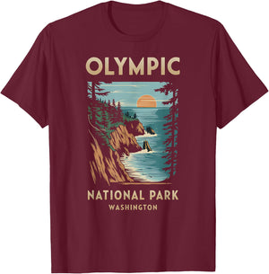 Scenic Sunset at Olympic National Park Washington T-Shirt - T-Shirt | Maroon