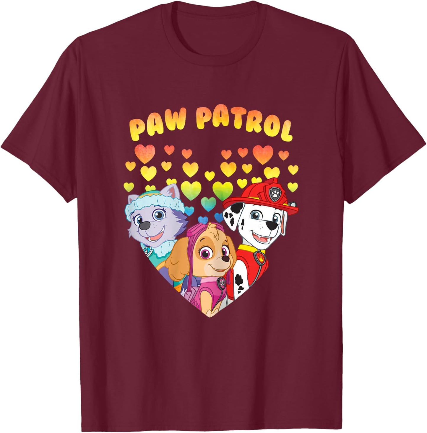 PAW Patrol Hearts Group T-Shirt - T-Shirt | Maroon