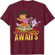Dora The Explorer Adventure Awaits Dora and Boots Portrait Small T-Shirt - T-Shirt | Maroon