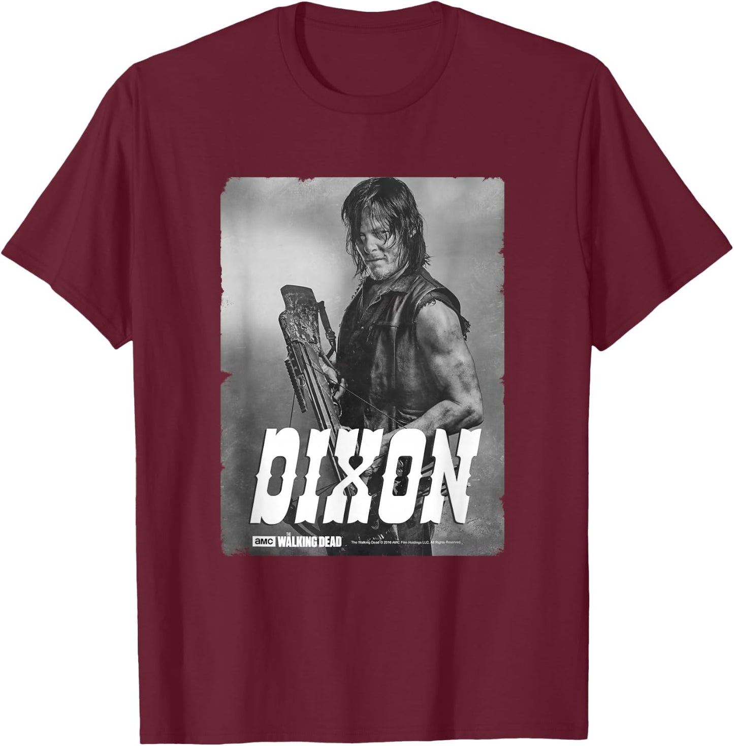The Walking Dead Daryl Silver Portrait T-Shirt - T-Shirt | Maroon