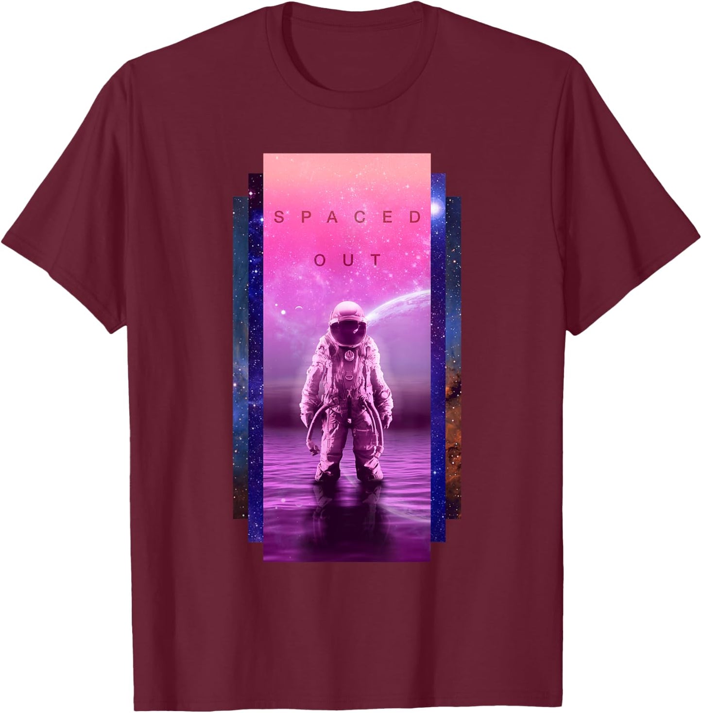 Astronaut Spaced Out Aesthetic Vaporwave - Galaxy Art T-Shirt - T-Shirt | Maroon