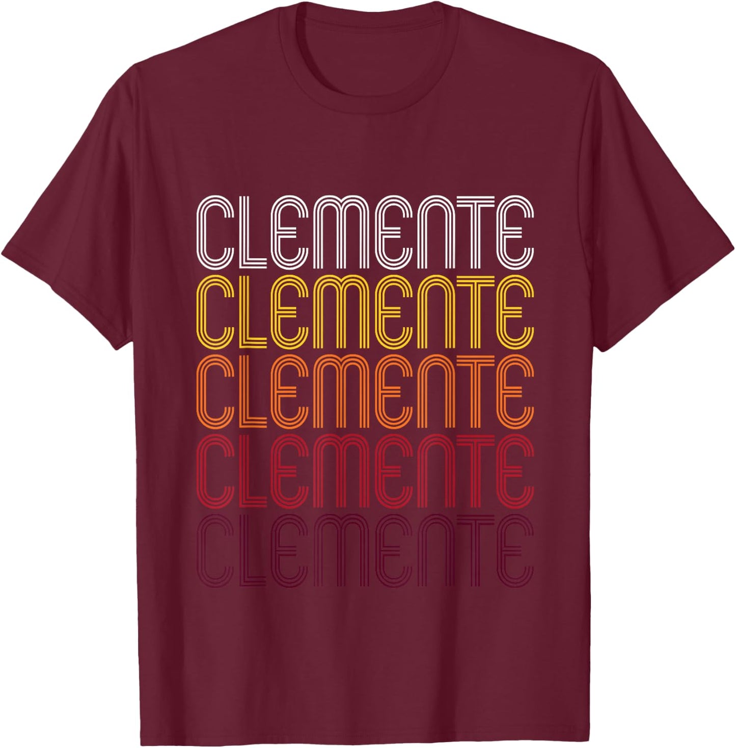 Clemente Retro Wordmark Pattern - Vintage Style T-Shirt - T-Shirt | Maroon
