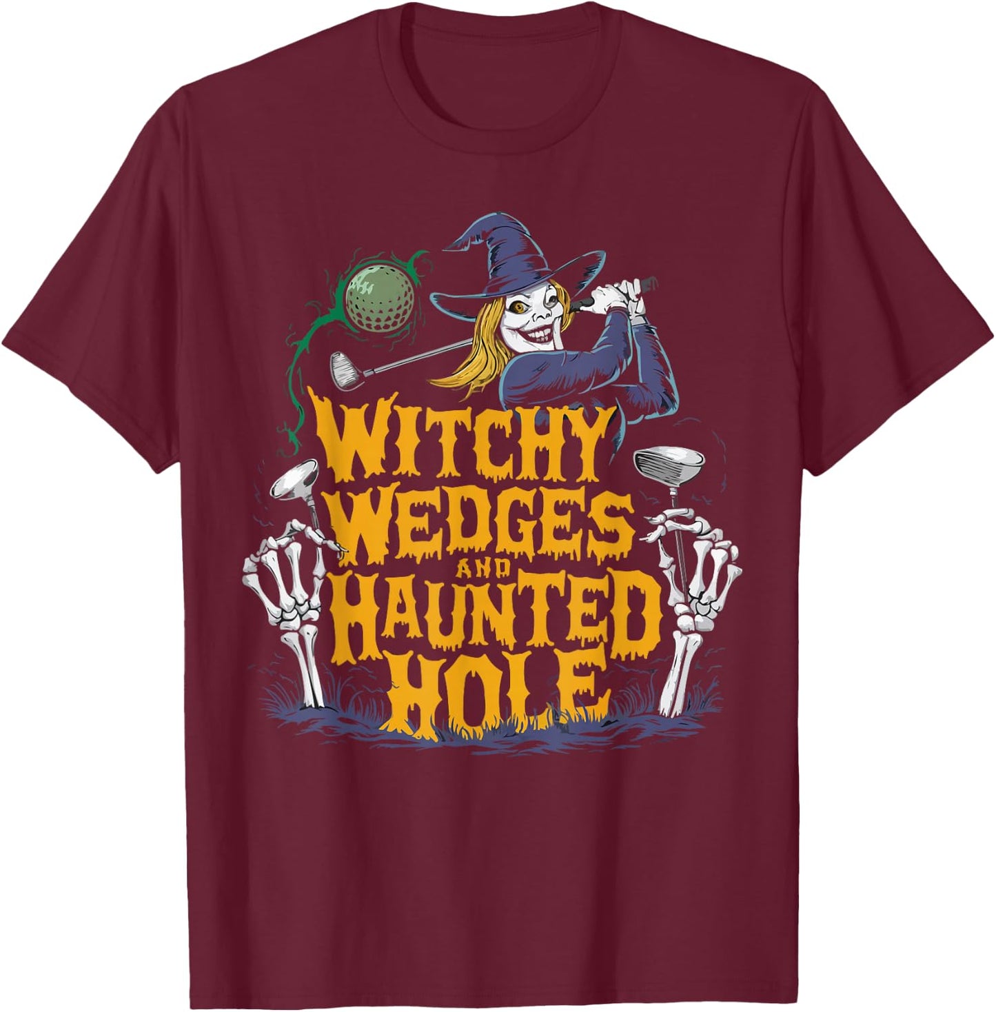 Golf Halloween Spooky Golf Player GolferTrick Or Treat T-Shirt - T-Shirt | Maroon