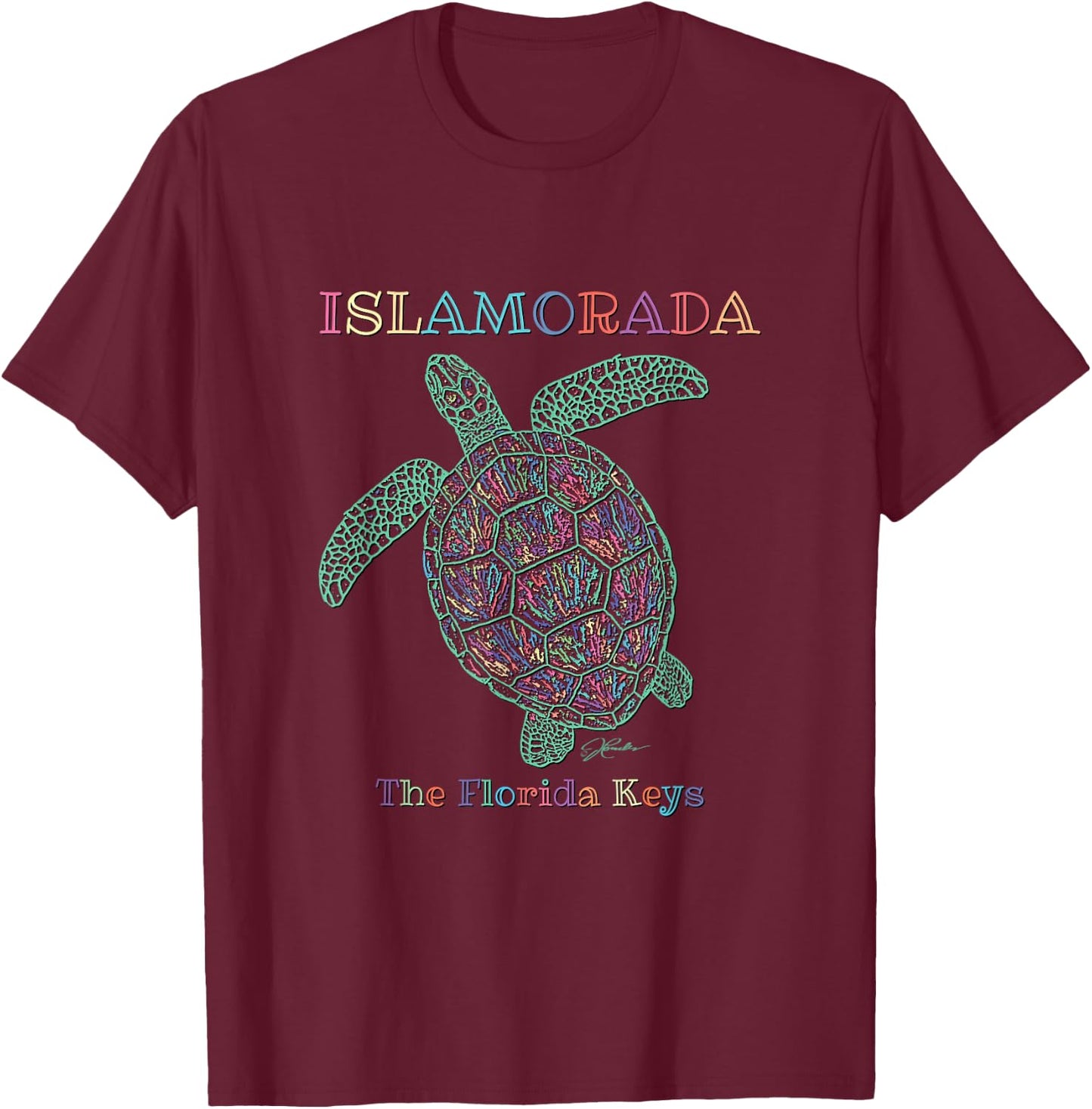 JCombs: Islamorada, The Florida Keys, Sea Turtle T-Shirt - T-Shirt | Maroon