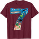 Under Sea REALISTIC Fish Starfish Seventh number 7 T-Shirt - T-Shirt | Maroon