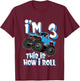 Kids Monster Truck I'm 3 This is How I Roll 3rd Birthday Party T-Shirt - T-Shirt | Maroon