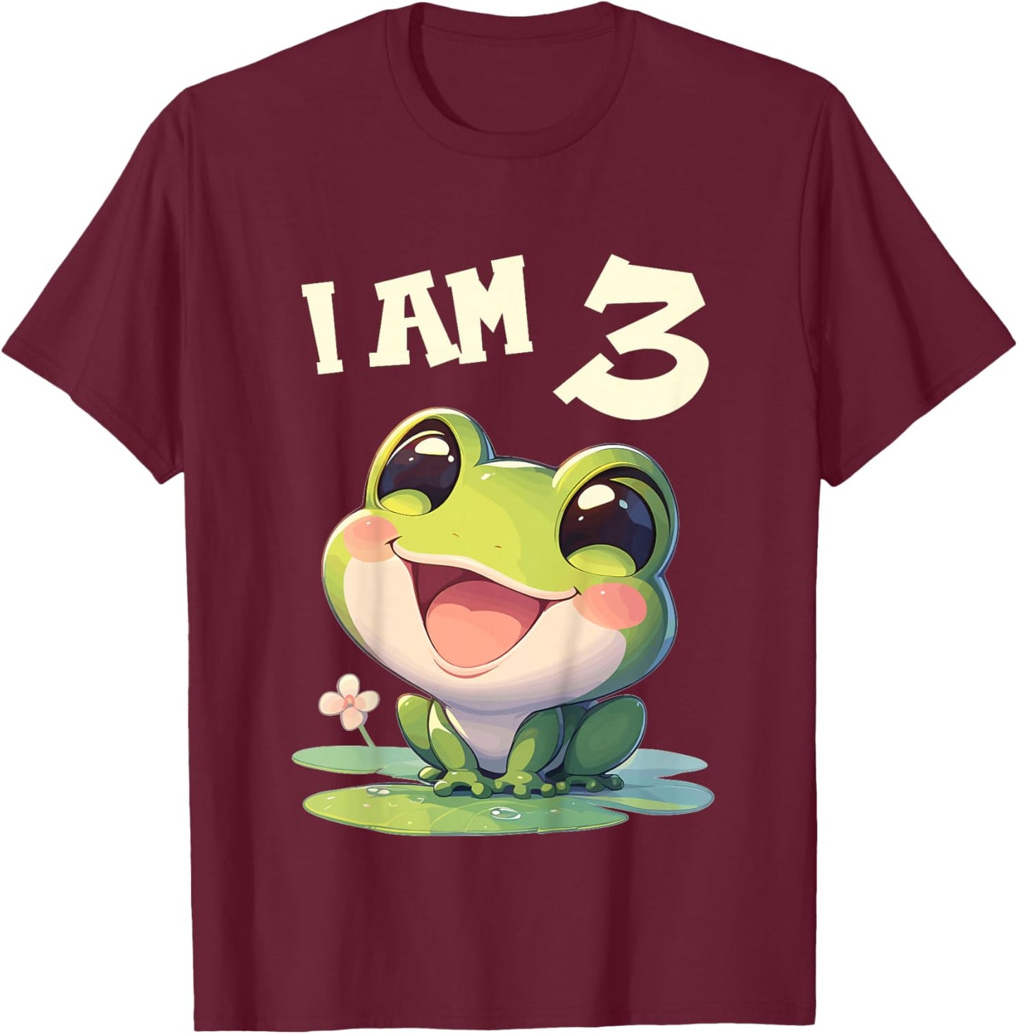 Kids 3 Years old 3 birthday Frogs Boy Girl Frog T-Shirt - T-Shirt | Maroon