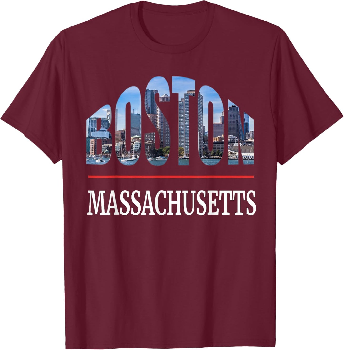 Boston Massachusetts City Photography Vacation Souvenir T-Shirt - T-Shirt | Maroon