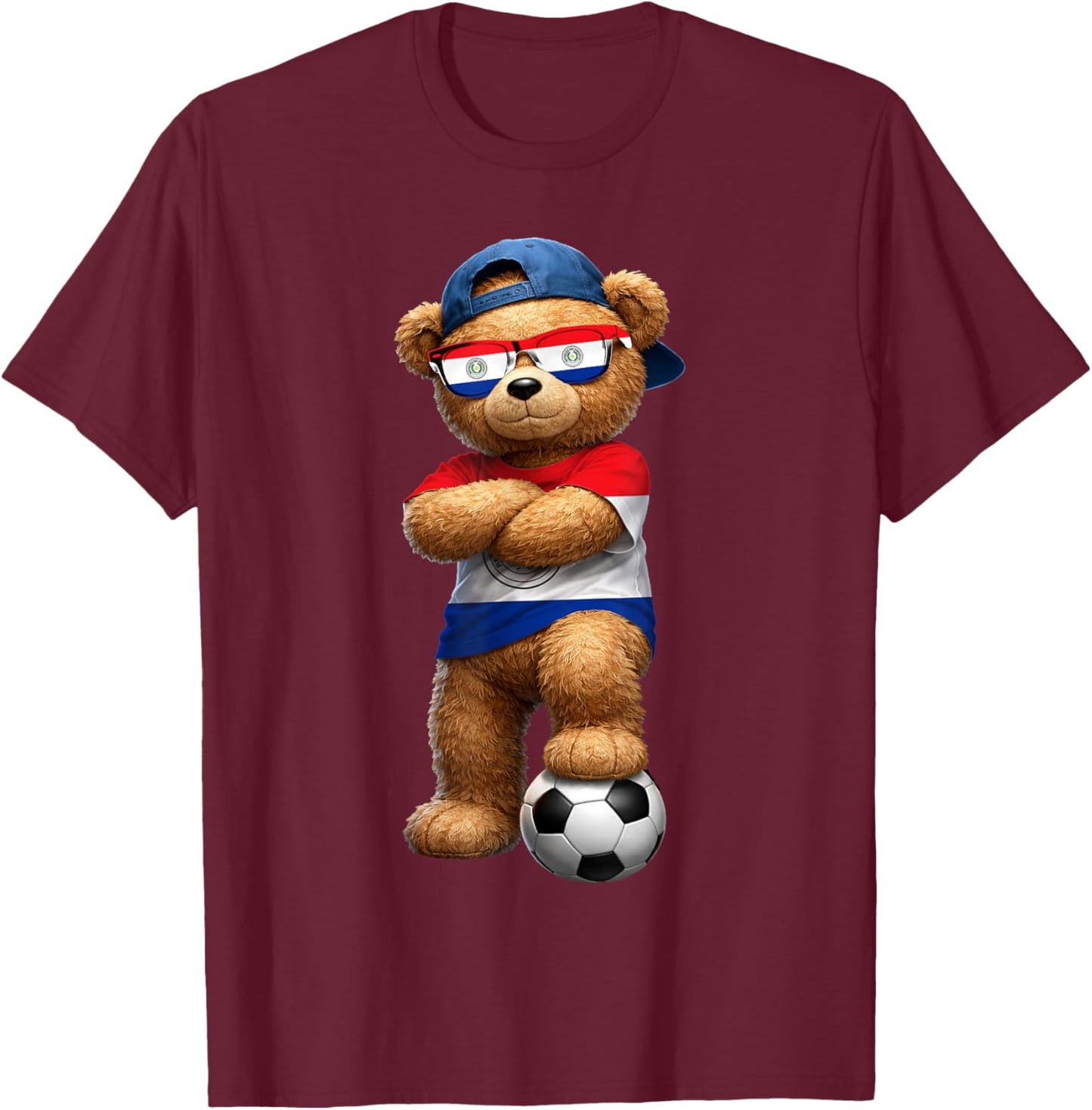 Paraguayan Flag Teddy Player Sports Outfit for Paraguay T-Shirt - T-Shirt | Maroon