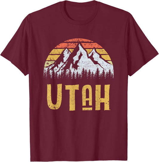 Vintage Retro UT Utah U.S. Mountain State T-Shirt - T-Shirt | Maroon