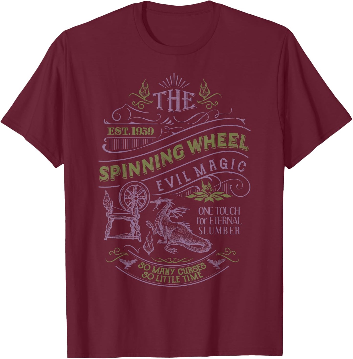 Disney Sleeping Beauty The Spinning Wheel Poster T-Shirt - T-Shirt | Maroon