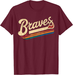 Vintage Braves Name Retro Classic T-Shirt - T-Shirt | Maroon