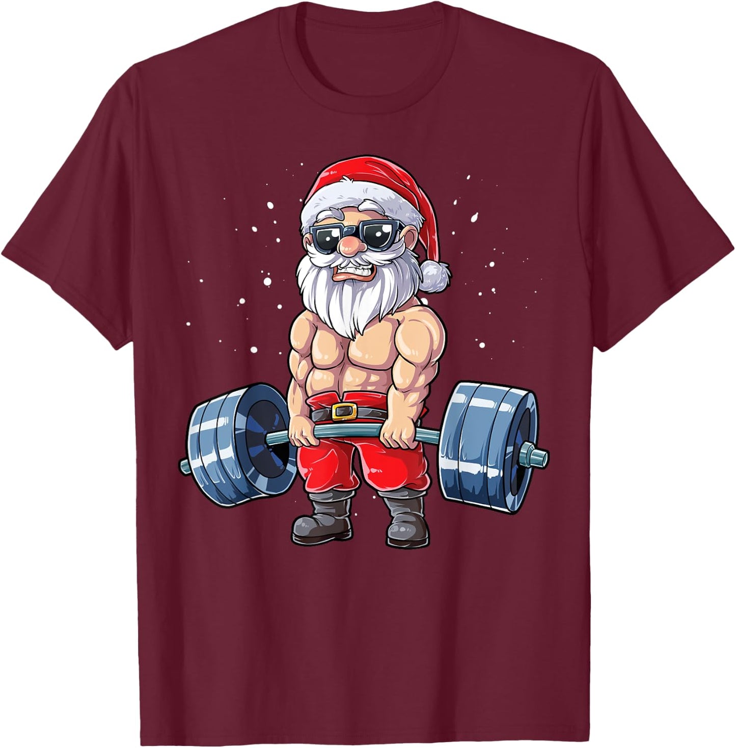 Santa Weightlifting Christmas Fitness Gym Deadlift Xmas Men T-Shirt - T-Shirt | Maroon