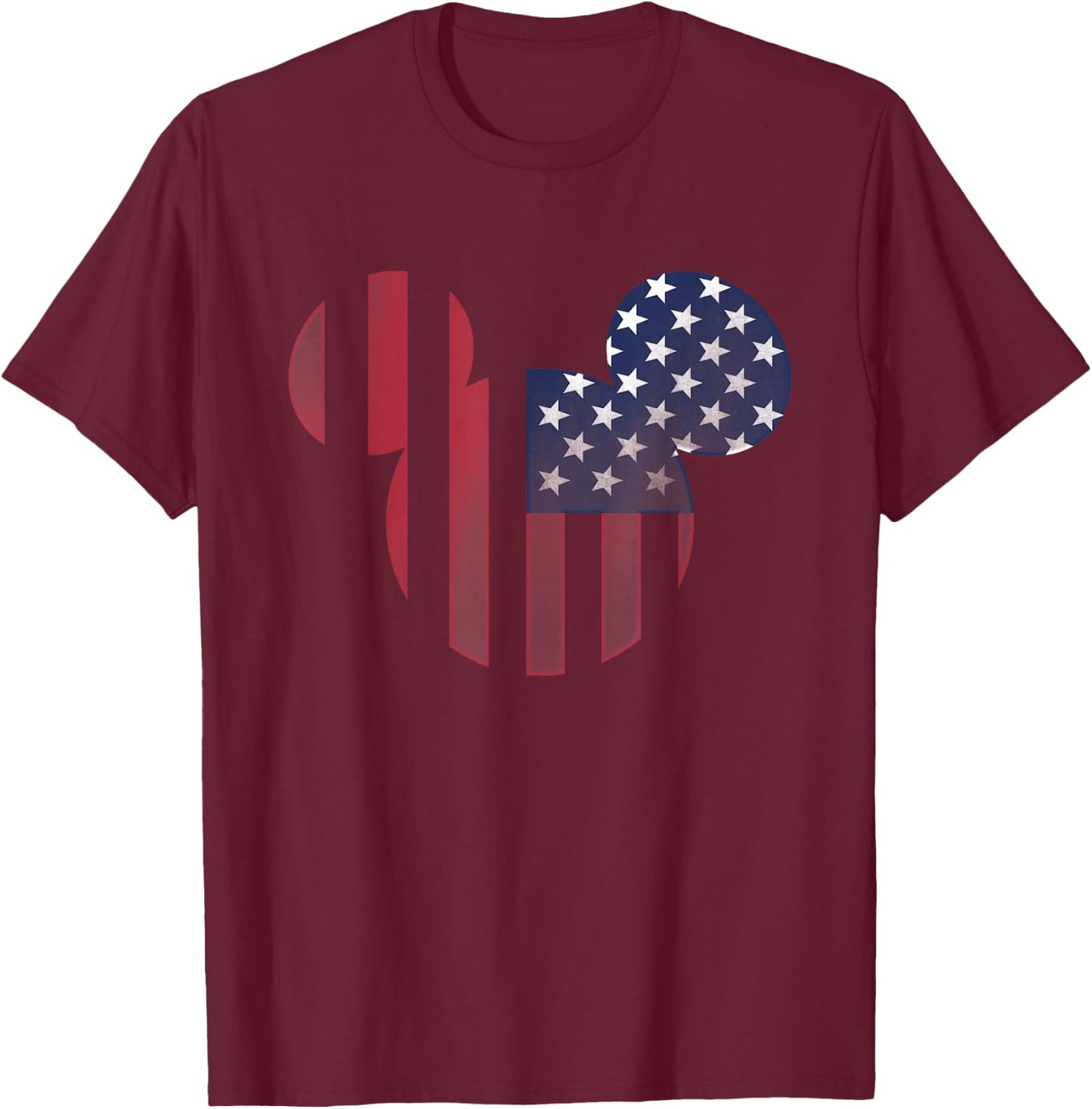 Disney Mickey Mouse Americana Ears Shape T-Shirt - T-Shirt | Maroon