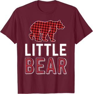 Little Bear Kid Red Buffalo Plaid Matching Family Christmas T-Shirt - T-Shirt | Maroon