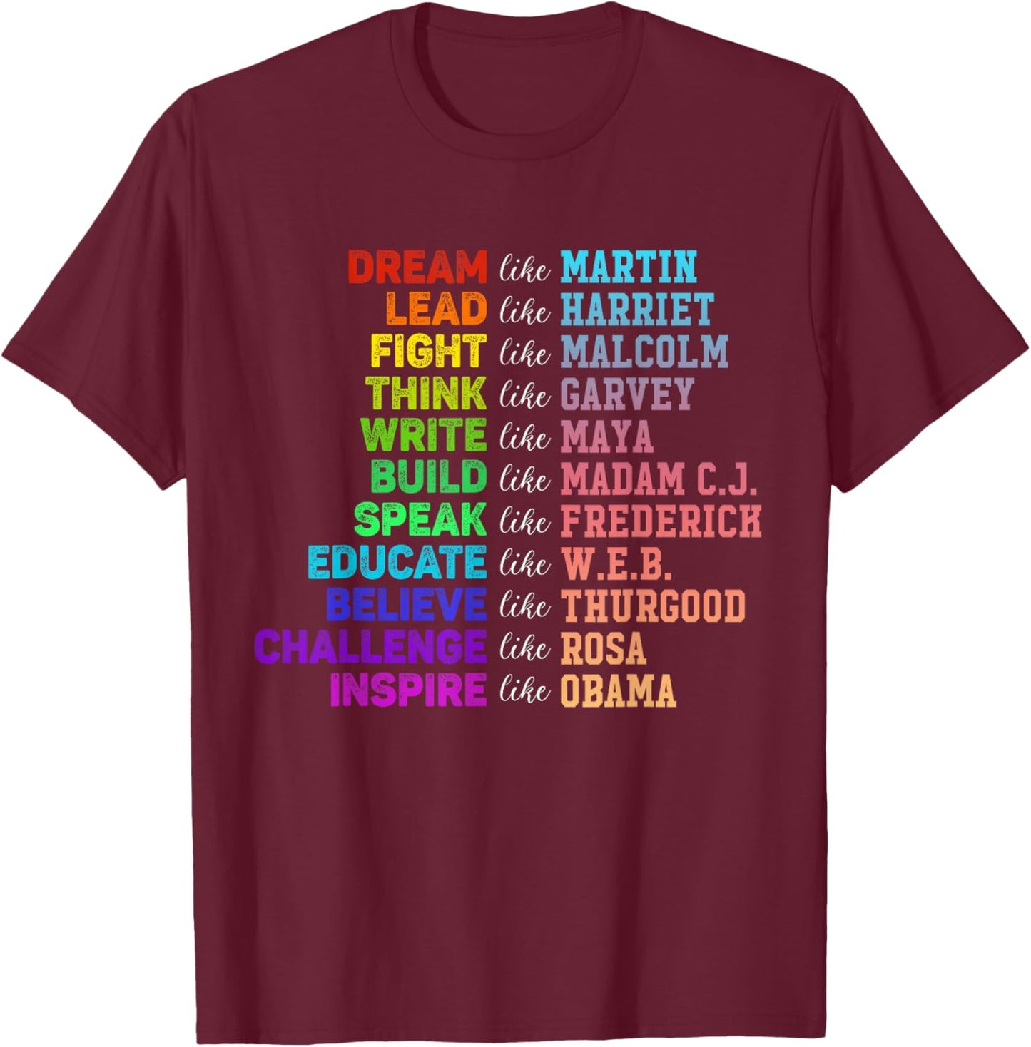 Juneteenth Dream Like Leaders African Afro Black Men Women T-Shirt - T-Shirt | Maroon