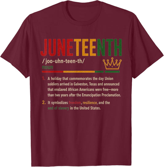 Juneteenth Definition Noun Freedom Day Education T-Shirt - T-Shirt | Maroon