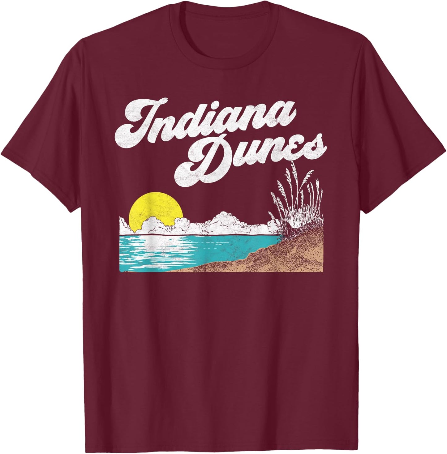Indiana Dunes National Park Retro Vintage 80's T-Shirt - T-Shirt | Maroon
