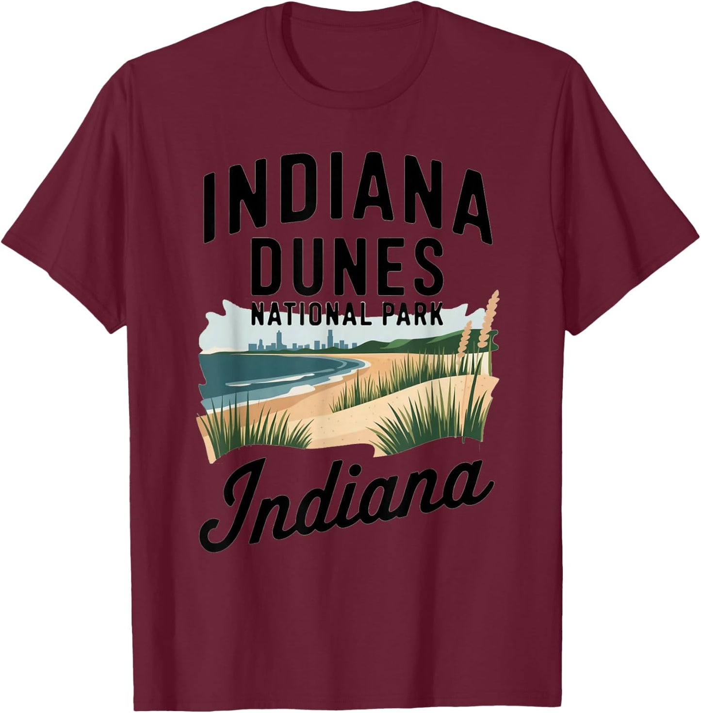 Indiana Dunes National Park Scenic Beach T-Shirt - T-Shirt | Maroon